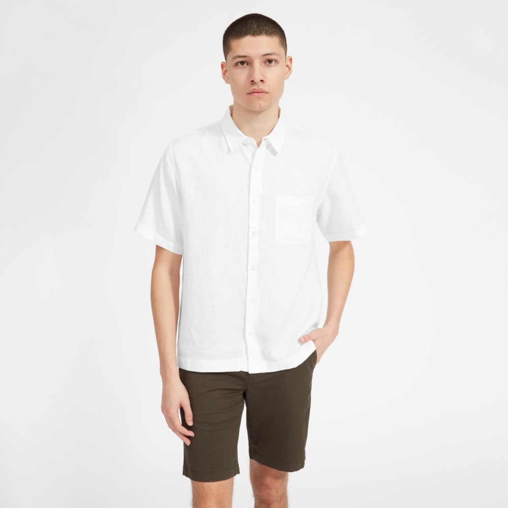 Everlane White Short Sleeve Linen Shirt